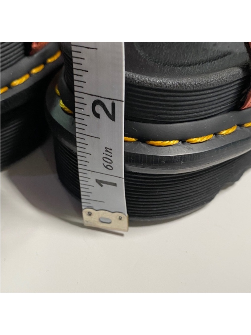 Dr. Martens Black Sandals with Yellow Contrast Stitching